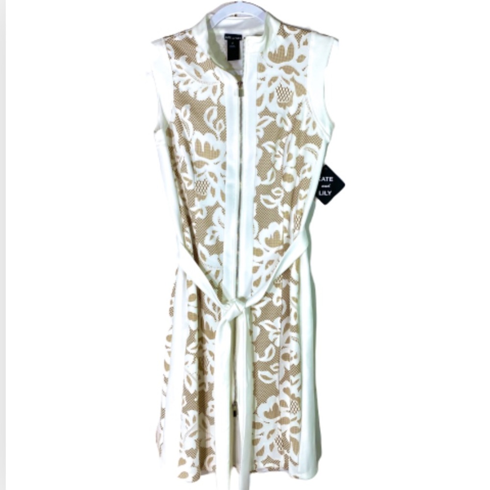 NWT Kate & Lily Ivory Zip Front Lace Overlay Dress